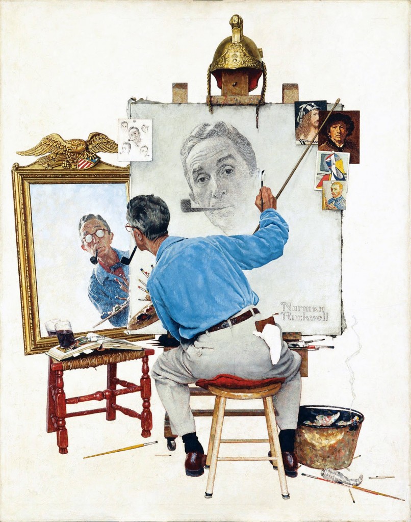 the+Norman-Rockwell-Triple-Self-Portrait-1960